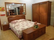 Shanghai solid wood furniture brand bedroom set wardrobe TV cabinet bedside table walnut wood type 805