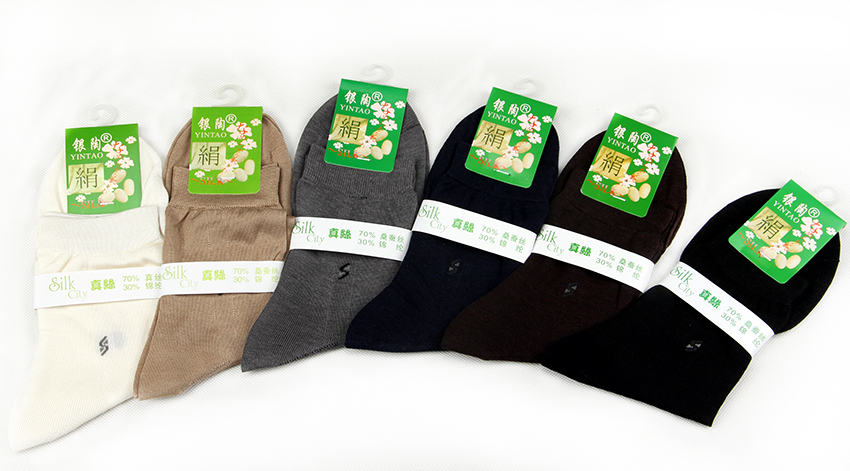 Silk socks Sand silk men spring and summer thin breathable anti-odor male middle tube thickened heating socks