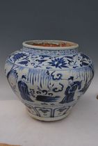 Yuan blue and white Zhou Yafu Jun Xiliu Xiliuying big pot