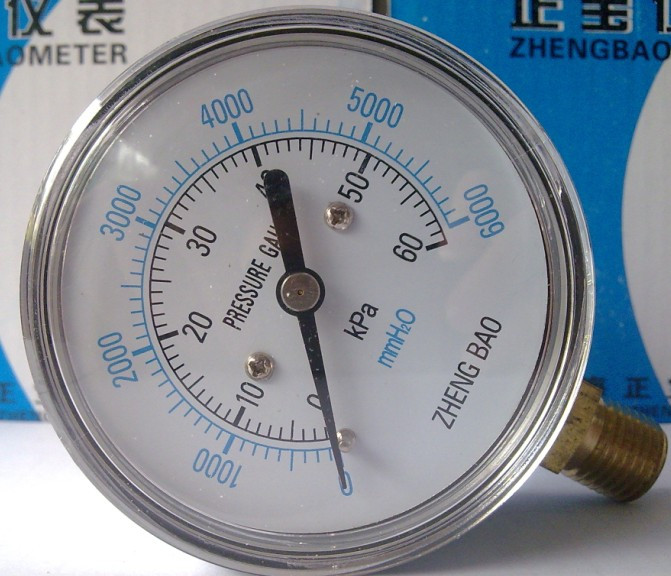YE60 60Kpa Membrane Case Pressure Meter Micropressure Gauge Overpressure Prevention Type Shanghai Zhengbao Pressure Meter Factory