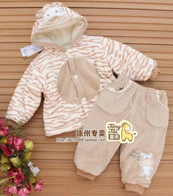 包邮丽婴十八坊冬款6754宝宝铺棉衣服婴儿夹棉袄套装外出服装套装