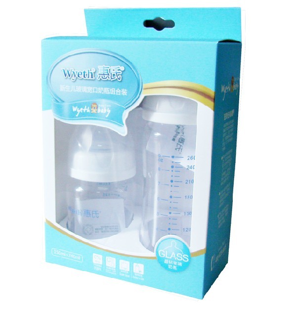 惠氏 新生儿玻璃宽口径奶瓶组合装150ml+240ml  WP07