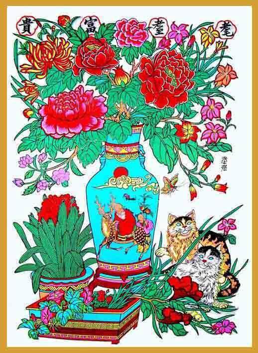 National intangible cultural heritage collection presents the best national gift Wuqiang woodblock New Year pictures