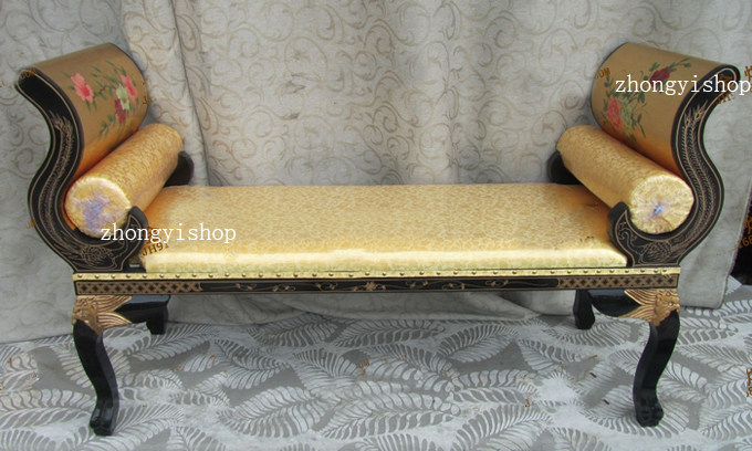 New Chinese classical gold foil hand-drawn modern furniture Guanfu chair casual chair bedbench bend chair