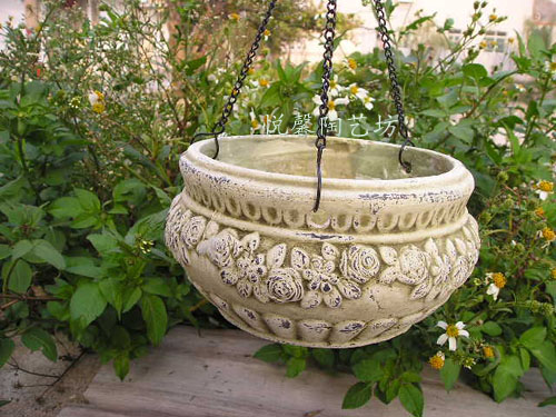 Eurostyle Fields Garden Style Coarse Pottery Hanging Basin Patio Gardening Multimeat Floral To Make Old Retro Pottery and Pottery Hanging Basin