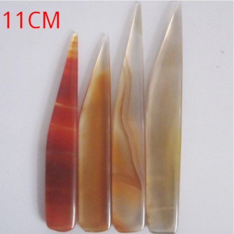 11cm gold and silver metal polished Brazil natural agate knife jewelry equipment equipment polished and polished knife gold tool 