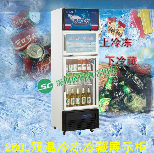 Gold Ling Q260L2-360L2 Refrigerated Frozen Display Fridge Double Doors Double Warm Ice Cream Beer Drinks Display Case-Taobao