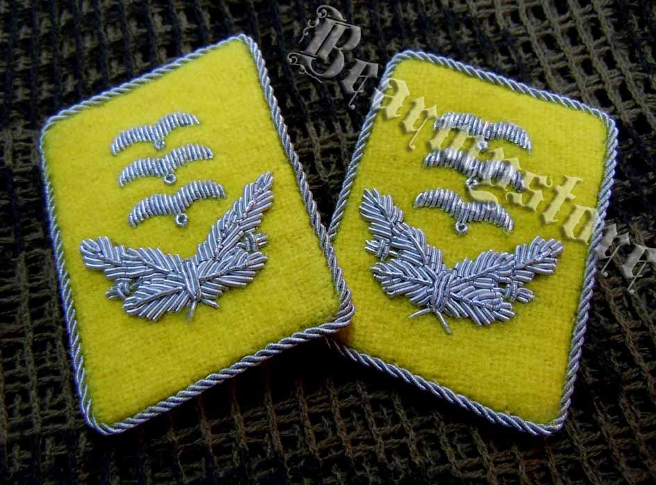 Original style German Air Force captain wire embroidery collar badge pilot gold silk embroidery collar badge