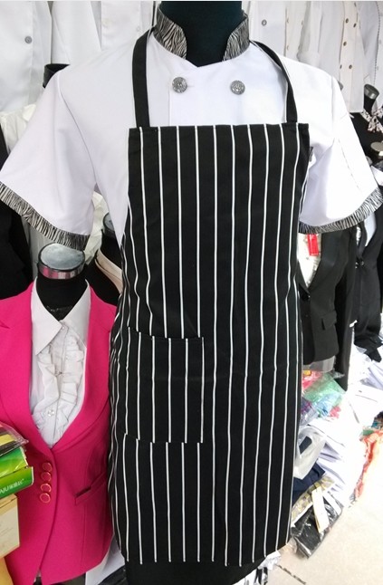 Striped full body apron Chef clothing accessories apron Canvas wear-resistant anti-oil black and white grid apron