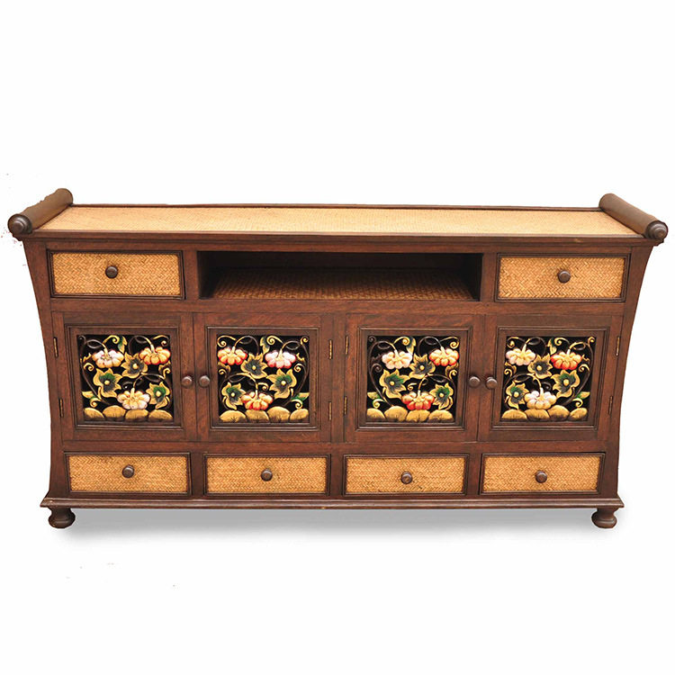 Thai-style solid wood home partition cabinet carved porch cabinet TV cabinet shoe cabinet Southeast Asian wood carving European-style porch cabinet