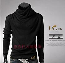 In autumn new men to fat and large cotton long - sleeved high - collar T - shirt and autumn clothes are optional