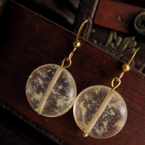 (A small cloud*Chong Crown special)Arts Crafts natural crystal earrings with original box 