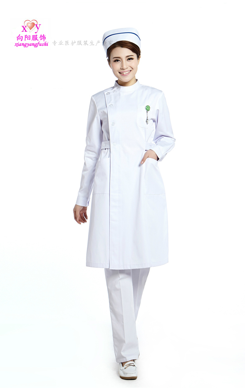 Partial Lapels Collar Nurses Winter Clothing Spring Autumn Clothing Stuffy Hospital Clinic Beauty Salon Clothes White Blue Pink White Coat