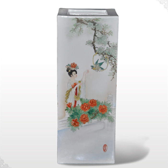 Offered a home - cooked r jingdezhen famous Yu Bin hand - made famille rose porcelain vase, home furnishing articles four beautiful 】 【 collection