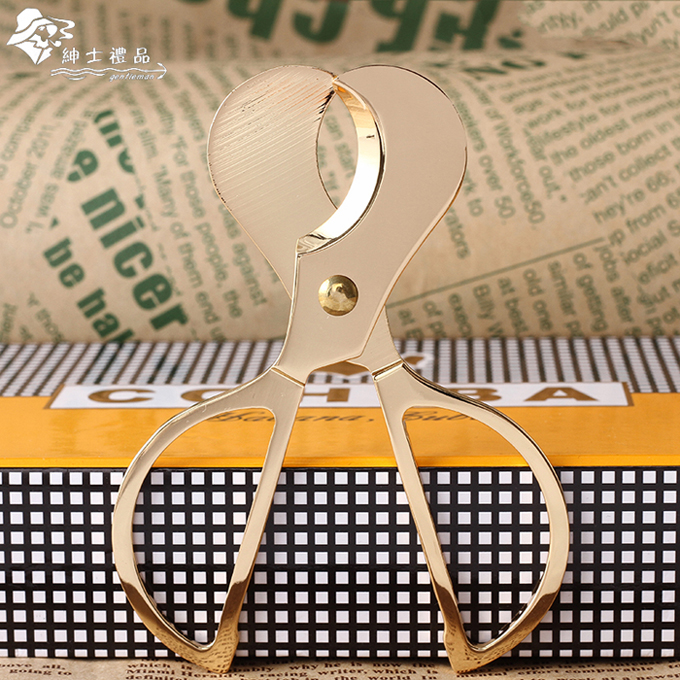 Luxury version of performing arts props cigar tool Cuban imported cigar scissors cigar knife men's gold-plated western scissors