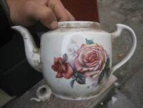 Special Label Cultural Revolution Big Peony Hand Cottle Tea Pot All Balled Old Porcelain Specimen 1