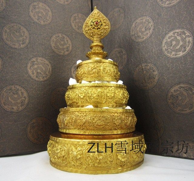Tibetan Buddhist supplies wholesale Nepal handmade brass gilt Manza pan large Mandarin Mandarin Mandarin