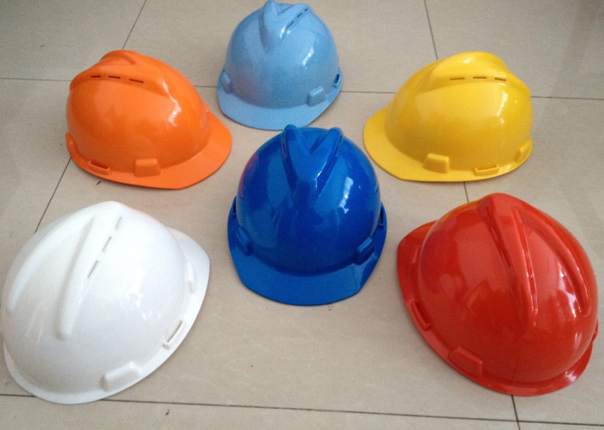 Wuxi Anda brand V3 type HDPE ABS safety helmet construction site protection with ventilation holes woven belt lining