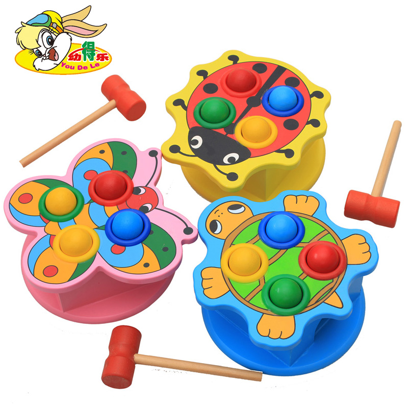 Yudele Wooden animal piling gopher percussion table Children's baby enlightenment educational toy percussion 1-2 years old