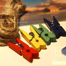 Colored wooden clips hemp rope set solid wood (postcards photos photo cards display and storage)