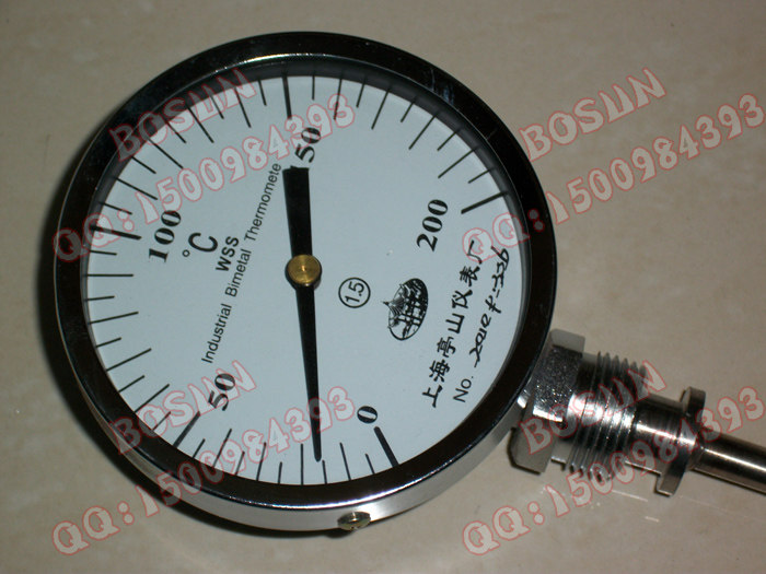 Shanghai Pavilion Twin Metal Thermometer WSS-411 thermometer 0-200 ° C tail length 600MM 650MM 