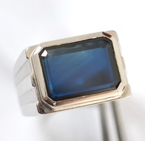 Special 18K white gold natural sapphire atmospheric mens ring mens ring mens premium gift heavy 11g