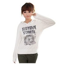 Special] New Long new slomsin autumn diamond print letter hooded long sleeve T-shirt female 8887 White