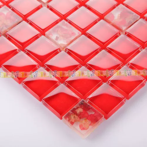 Красная стеклянная мозаика на стену