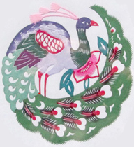 Paper-cut window grilles paper-cut paintings Year of the Sheep hand-cut paper-cuts Yu County wedding celebrations auspicious paper-cut gifts featured round peacocks