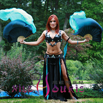 Neilos open bin price belly dance real silk fan dance fan black matching blue 1 5m * 9m 0