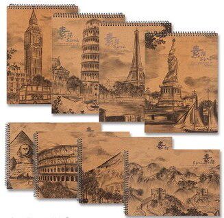 Daulin Fine Arts Professional Painting Benvetching Travel Site 8K 16K-40 Page coil nostalgic kraft paper This