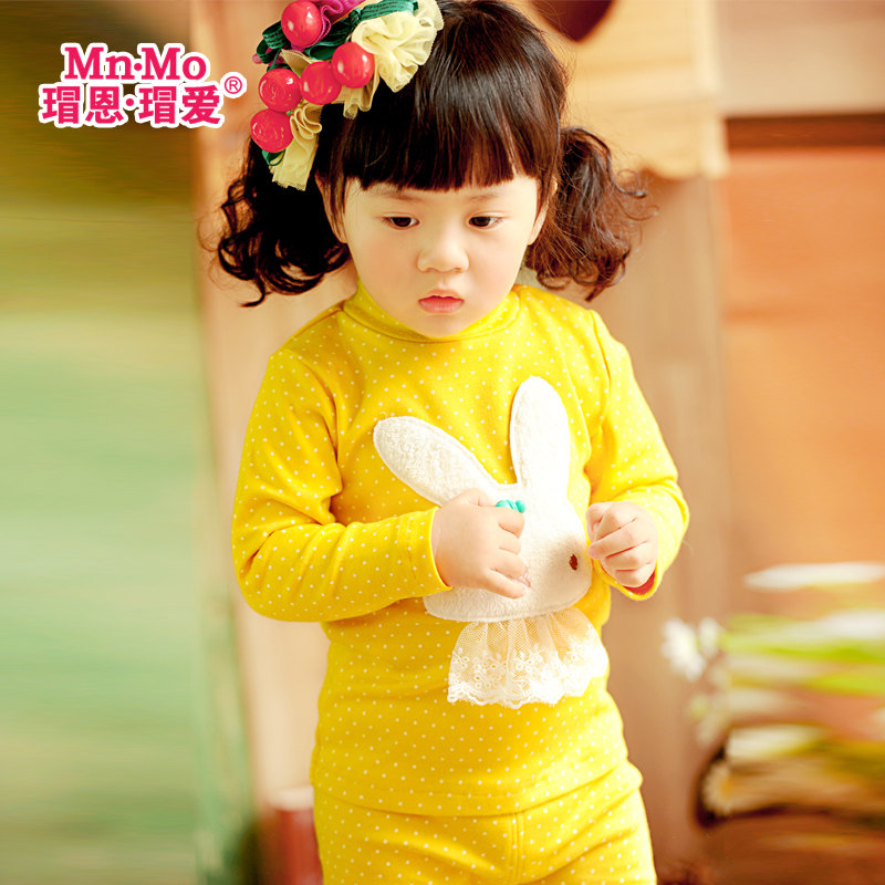 清仓瑁恩瑁爱儿童加厚保暖内衣套装女童内衣热力棉冬家居服