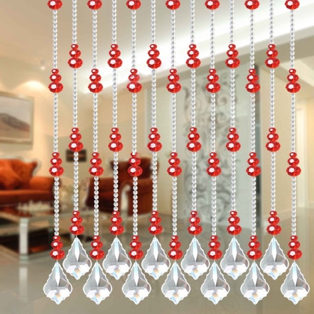 New red wedding section crystal gourd bead curtain Feng Shui door curtain Living room bar partition bedroom high-grade hanging curtain