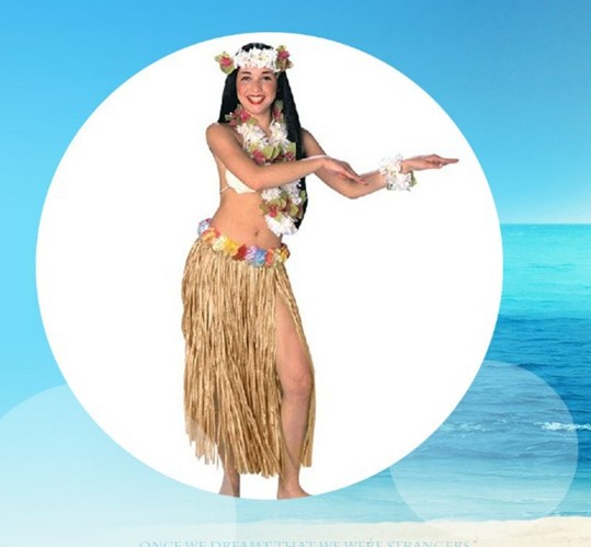 Factory direct sales Hawaiian seaweed dance show dress up accessories cheerleaders costume adult hula light yellow