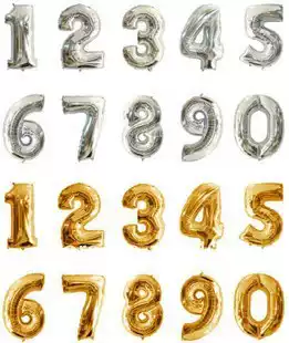 16 inch aluminum film Small number 0-9 Gold Silver small number balloon birthday layout aluminum film Small number