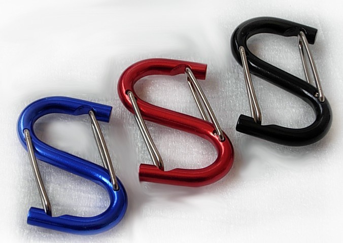 Bold S-type aluminum alloy outdoor carabiner Double elastic rod S-type aluminum wire buckle