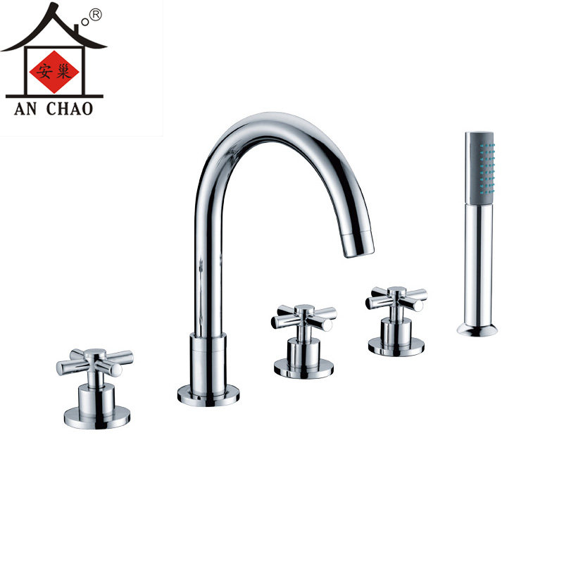 Bath faucet Full copper five - piece set Cold and hot bath shower suit - side faucet 5505