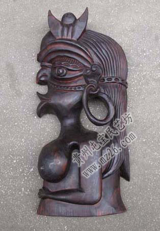 African Log Wood Carving Mask Indian Mask Face Mask - Female Chief 2-Specification 45*20