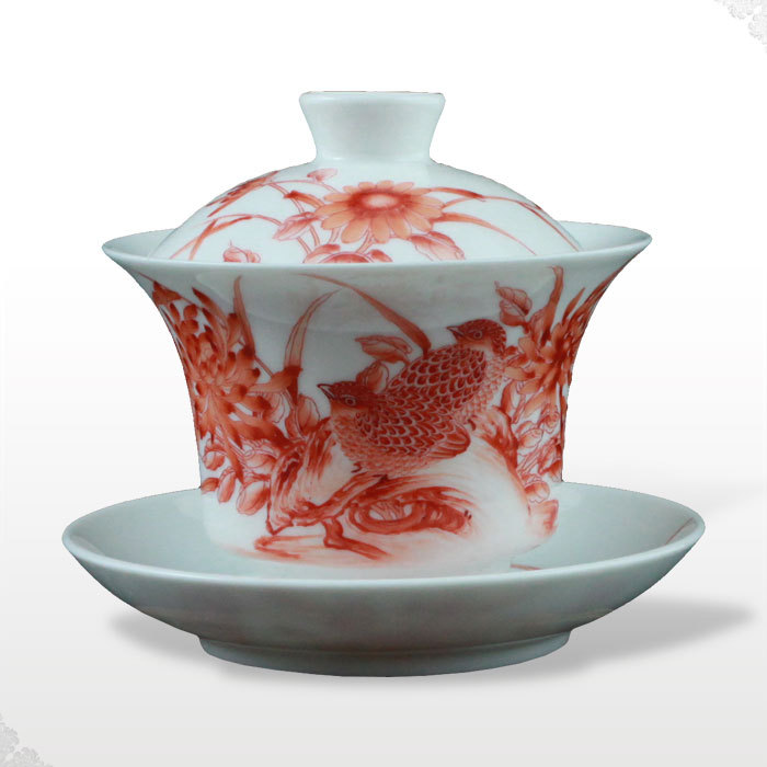 Offered home - cooked hand archaize of famille rose porcelain in jingdezhen tea tureen "live" pu - erh tea gifts