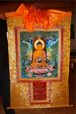 Tibetan hand-painted Thangka Bento Buddha Mini Buddha Tibetan-style mounting and transportation supplement price special auction for wealth luck porch decoration