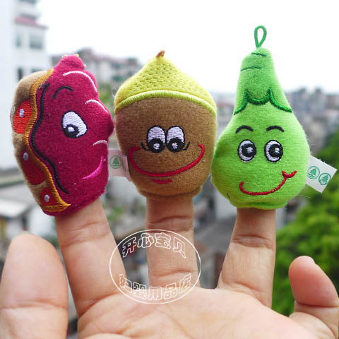 Foreign orders Q version green peppers, red peas, potato finger puppet toys, children's vegetables and fruits cognitive game props
