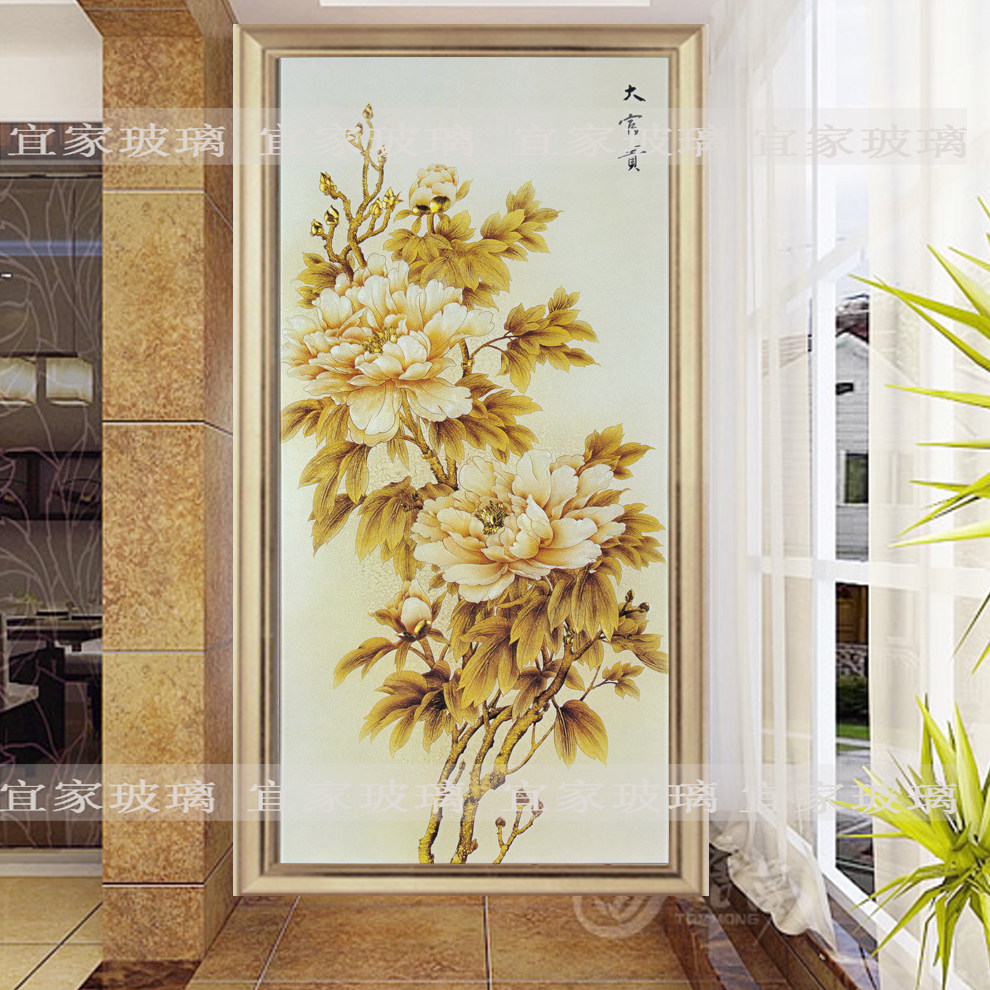 Shanghai Art Glass Entrance Background Wall Fish Deep Carving Modern Style Partition Entrance 