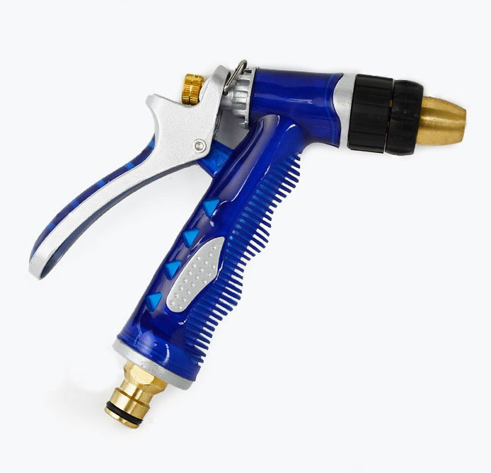 All copper high pressure car wash water gun Household car wash water gun head Upgraded blue gun Spray water gun Wash watering flowers