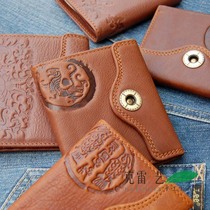 Clay Art new retro wallet womens and mens handmade short leather pure first layer cowhide wallet ticket wallet wallet