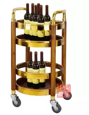 Stainless steel round wine truck service car hotel cart with dining car hot pot dining car hotel canteen service car