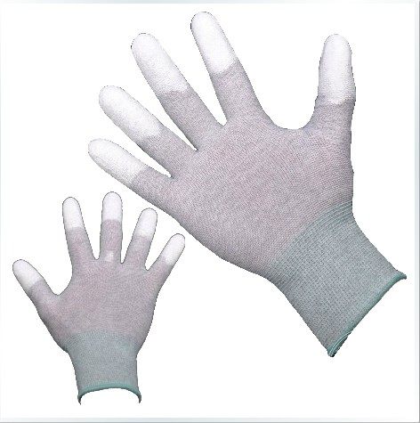 Carbon fiber antistatic PU coated finger gloves antistatic gloves knitted dust-free anti-slip protective operating gloves