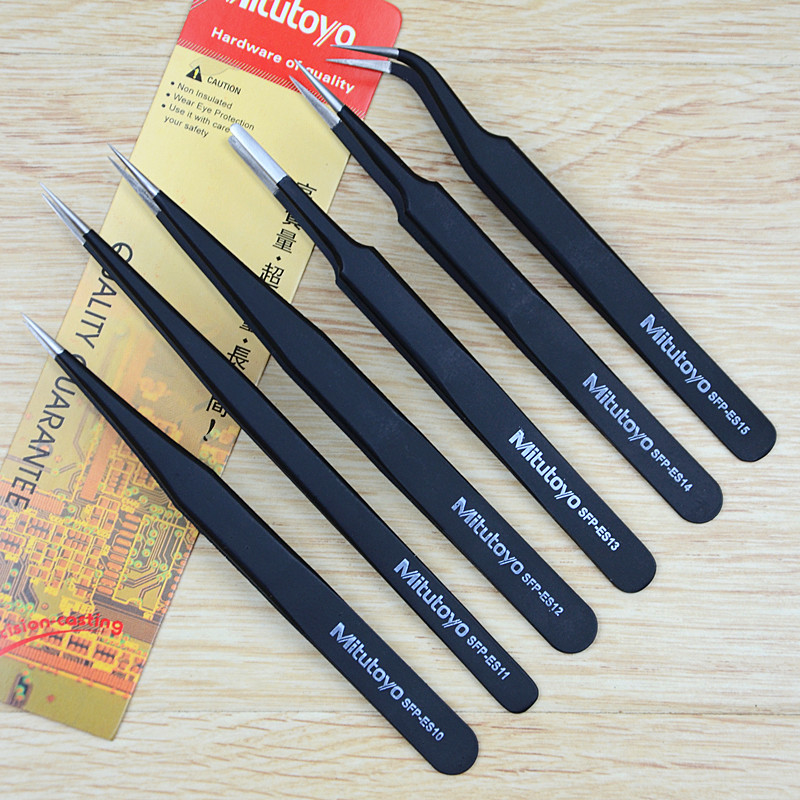 Tweezers Anti-static tweezers Plus hard stainless steel tweezers Ultra-pointed round head elbow flat head Precision electronic tweezers