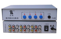 仝Li Audio Video Distributor Four and Two AV Switcher with remote control TL402 red and yellow and white Switch