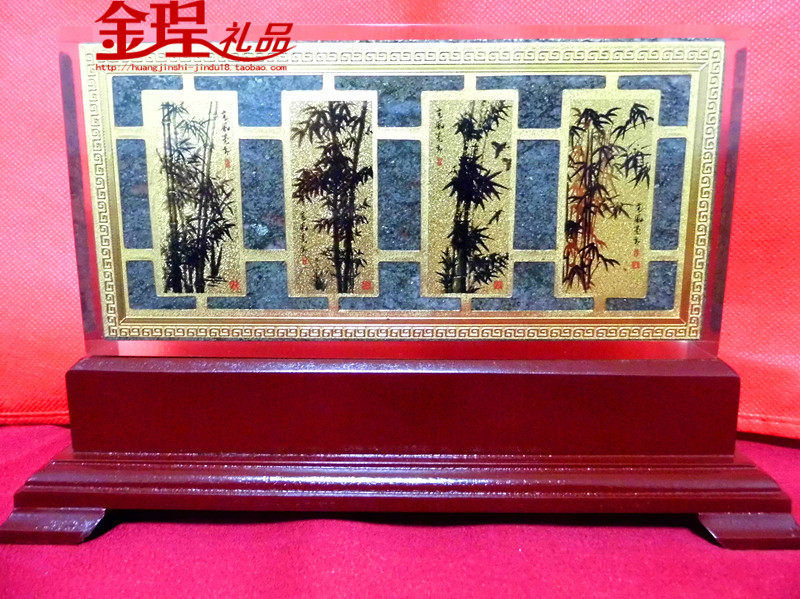 (China Jindu) Natural Golden Stone Acrylic Gold Brick Business Gifts Gift Gift Box