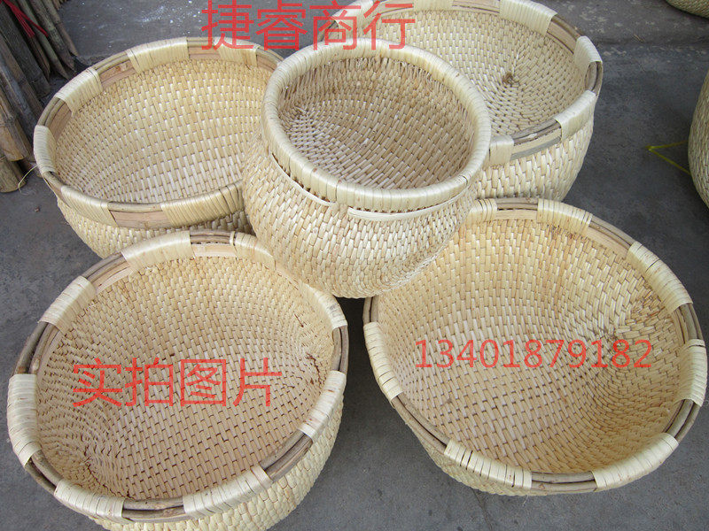 Handmade wicker bamboo bucket Rice bucket Ba bucket Folk craft wicker household bamboo basket Plaque tannin bamboo basket